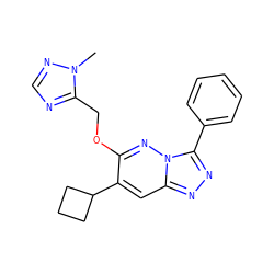 Cn1ncnc1COc1nn2c(-c3ccccc3)nnc2cc1C1CCC1 ZINC000013675147