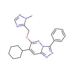 Cn1ncnc1COc1nn2c(-c3ccccc3)nnc2cc1C1CCCCC1 ZINC000013675144