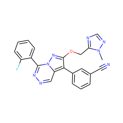 Cn1ncnc1COc1nn2c(-c3ccccc3F)nncc2c1-c1cccc(C#N)c1 ZINC000036088264