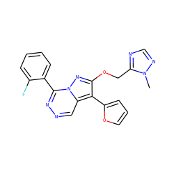 Cn1ncnc1COc1nn2c(-c3ccccc3F)nncc2c1-c1ccco1 ZINC000036088313