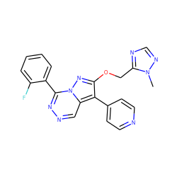 Cn1ncnc1COc1nn2c(-c3ccccc3F)nncc2c1-c1ccncc1 ZINC000036088290