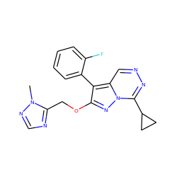 Cn1ncnc1COc1nn2c(C3CC3)nncc2c1-c1ccccc1F ZINC000036088268