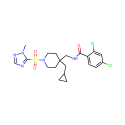 Cn1ncnc1S(=O)(=O)N1CCC(CNC(=O)c2ccc(Cl)cc2Cl)(CC2CC2)CC1 ZINC000040939155