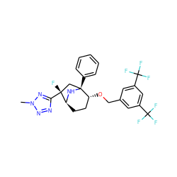 Cn1nnc([C@]2(F)C[C@@]3(c4ccccc4)N[C@H]2CC[C@H]3OCc2cc(C(F)(F)F)cc(C(F)(F)F)c2)n1 ZINC000101075272