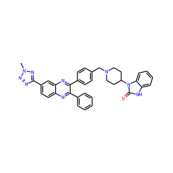 Cn1nnc(-c2ccc3nc(-c4ccccc4)c(-c4ccc(CN5CCC(n6c(=O)[nH]c7ccccc76)CC5)cc4)nc3c2)n1 ZINC000003925818