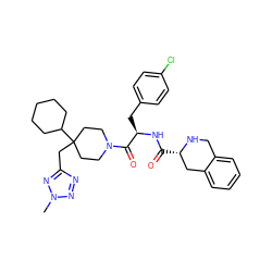 Cn1nnc(CC2(C3CCCCC3)CCN(C(=O)[C@@H](Cc3ccc(Cl)cc3)NC(=O)[C@H]3Cc4ccccc4CN3)CC2)n1 ZINC000027522614