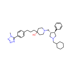 Cn1nnnc1-c1ccc(CCCC2(O)CCN(C[C@H]3CN(CC4CCCCC4)C[C@@H]3c3ccccc3)CC2)cc1 ZINC000026822216