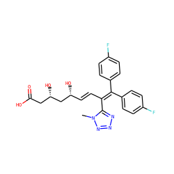Cn1nnnc1C(/C=C/[C@@H](O)C[C@@H](O)CC(=O)O)=C(c1ccc(F)cc1)c1ccc(F)cc1 ZINC000003782329