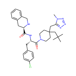 Cn1nnnc1CC1(CC(C)(C)C)CCN(C(=O)[C@H](Cc2ccc(Cl)cc2)NC(=O)[C@H]2Cc3ccccc3CN2)CC1 ZINC000028949829