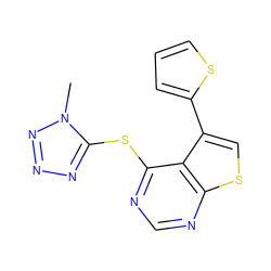 Cn1nnnc1Sc1ncnc2scc(-c3cccs3)c12 ZINC000036380199