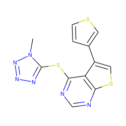 Cn1nnnc1Sc1ncnc2scc(-c3ccsc3)c12 ZINC000036380200