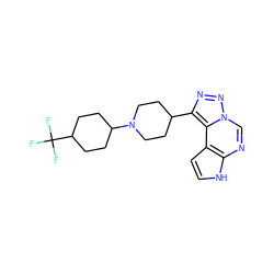 FC(F)(F)C1CCC(N2CCC(c3nnn4cnc5[nH]ccc5c34)CC2)CC1 ZINC001772609182