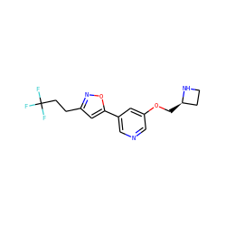 FC(F)(F)CCc1cc(-c2cncc(OC[C@@H]3CCN3)c2)on1 ZINC000095573386