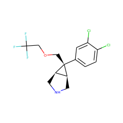 FC(F)(F)COC[C@@]1(c2ccc(Cl)c(Cl)c2)[C@H]2CNC[C@H]21 ZINC000101317694