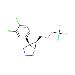 FC(F)(F)COC[C@H]1[C@@H]2CNC[C@@]21c1ccc(Cl)c(Cl)c1 ZINC000045357939
