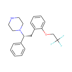 FC(F)(F)COc1ccccc1C[C@H](c1ccccc1)N1CCNCC1 ZINC000036093194