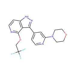 FC(F)(F)COc1nccc2[nH]nc(-c3ccnc(N4CCOCC4)c3)c12 ZINC000114750349