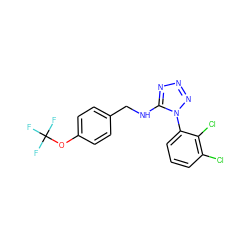 FC(F)(F)Oc1ccc(CNc2nnnn2-c2cccc(Cl)c2Cl)cc1 ZINC000071331945