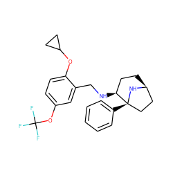 FC(F)(F)Oc1ccc(OC2CC2)c(CN[C@H]2CC[C@H]3CC[C@@]2(c2ccccc2)N3)c1 ZINC000101069511