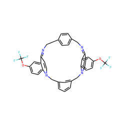 FC(F)(F)Oc1ccc2c(c1)C1=NCc3ccc(cc3)CN=C3C=CN(Cc4cccc(c4)CN2C=C1)c1ccc(OC(F)(F)F)cc13 ZINC000377846418