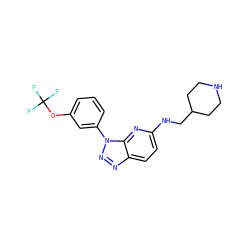 FC(F)(F)Oc1cccc(-n2nnc3ccc(NCC4CCNCC4)nc32)c1 ZINC000073293825