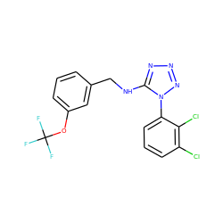 FC(F)(F)Oc1cccc(CNc2nnnn2-c2cccc(Cl)c2Cl)c1 ZINC000071333552