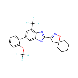 FC(F)(F)Oc1ccccc1-c1cc(C(F)(F)F)c2nc(C3=NOC4(CCCCC4)C3)[nH]c2c1 ZINC000066099654