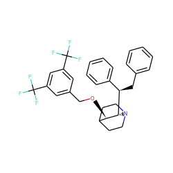 FC(F)(F)c1cc(CO[C@@H]2C3CCN(CC3)[C@H]2[C@H](Cc2ccccc2)c2ccccc2)cc(C(F)(F)F)c1 ZINC000003921942