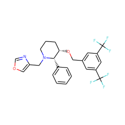 FC(F)(F)c1cc(CO[C@H]2CCCN(Cc3cocn3)[C@H]2c2ccccc2)cc(C(F)(F)F)c1 ZINC000013757036