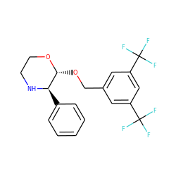 FC(F)(F)c1cc(CO[C@H]2OCCN[C@@H]2c2ccccc2)cc(C(F)(F)F)c1 ZINC000003799736