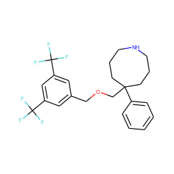 FC(F)(F)c1cc(COCC2(c3ccccc3)CCCNCCC2)cc(C(F)(F)F)c1 ZINC000043105393