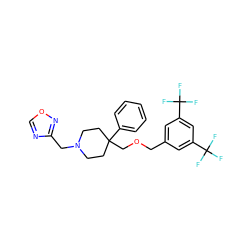 FC(F)(F)c1cc(COCC2(c3ccccc3)CCN(Cc3ncon3)CC2)cc(C(F)(F)F)c1 ZINC000013781989