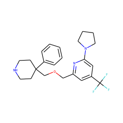 FC(F)(F)c1cc(COCC2(c3ccccc3)CCNCC2)nc(N2CCCC2)c1 ZINC000095590042