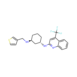FC(F)(F)c1cc(N[C@H]2CCC[C@H](NCc3ccsc3)C2)nc2ccccc12 ZINC000028950892