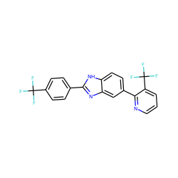 FC(F)(F)c1ccc(-c2nc3cc(-c4ncccc4C(F)(F)F)ccc3[nH]2)cc1 ZINC000038156653