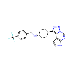 FC(F)(F)c1ccc(CN[C@H]2CC[C@H](c3nnn4cnc5[nH]ccc5c34)CC2)cc1 ZINC001772579748