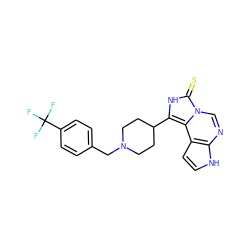 FC(F)(F)c1ccc(CN2CCC(c3[nH]c(=S)n4cnc5[nH]ccc5c34)CC2)cc1 ZINC001772646611