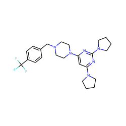 FC(F)(F)c1ccc(CN2CCN(c3cc(N4CCCC4)nc(N4CCCC4)n3)CC2)cc1 ZINC001772648438