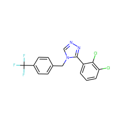 FC(F)(F)c1ccc(Cn2cnnc2-c2cccc(Cl)c2Cl)cc1 ZINC000028898094