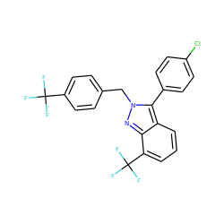 FC(F)(F)c1ccc(Cn2nc3c(C(F)(F)F)cccc3c2-c2ccc(Cl)cc2)cc1 ZINC000040423246