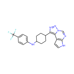 FC(F)(F)c1ccc(NC2CCC(c3nnn4cnc5[nH]ccc5c34)CC2)cc1 ZINC001772649723