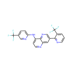 FC(F)(F)c1ccc(Nc2ccnc3cc(-c4ncccc4C(F)(F)F)cnc23)nc1 ZINC000049113172