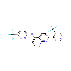 FC(F)(F)c1ccc(Nc2ccnc3nc(-c4ccncc4C(F)(F)F)ccc23)nc1 ZINC000058541822