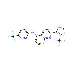 FC(F)(F)c1ccc(Nc2ccnc3nc(-c4ncsc4C(F)(F)F)ccc23)nc1 ZINC000058541210