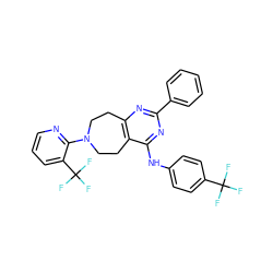 FC(F)(F)c1ccc(Nc2nc(-c3ccccc3)nc3c2CCN(c2ncccc2C(F)(F)F)CC3)cc1 ZINC000064559511