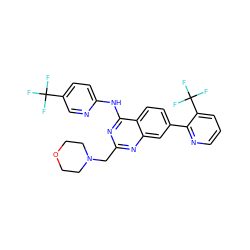 FC(F)(F)c1ccc(Nc2nc(CN3CCOCC3)nc3cc(-c4ncccc4C(F)(F)F)ccc23)nc1 ZINC000044359551