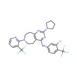 FC(F)(F)c1ccc(Nc2nc(N3CCCC3)nc3c2CCN(c2ncccc2C(F)(F)F)CC3)cc1Cl ZINC000137678998