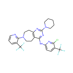 FC(F)(F)c1ccc(Nc2nc(N3CCCCC3)nc3c2CCN(c2ncccc2C(F)(F)F)CC3)nc1Cl ZINC000147153478