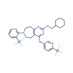 FC(F)(F)c1ccc(Nc2nc(NCC3CCCCC3)nc3c2CCN(c2ncccc2C(F)(F)F)CC3)cn1 ZINC000200429634