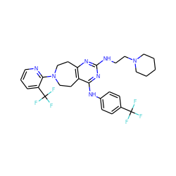 FC(F)(F)c1ccc(Nc2nc(NCCN3CCCCC3)nc3c2CCN(c2ncccc2C(F)(F)F)CC3)cc1 ZINC000200430975